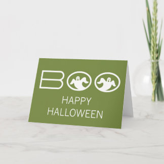 Ghostly Boo Halloween Card, Green and White Card