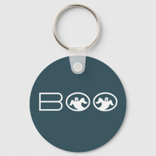 Ghostly Boo Halloween Keychain, Blue and White Keychain