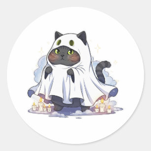 Ghostly Brit – British Shorthair Cat Halloween Classic Round Sticker