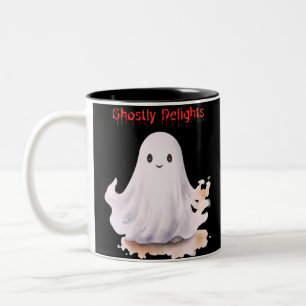 Ghostly Delights Ghost Creepy Spooky Fun Halloween Two-Tone Coffee Mug