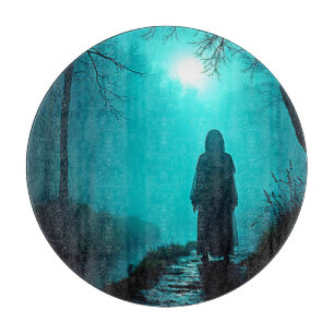 Ghostly Figure in Haunted Woods Design Cutting Board