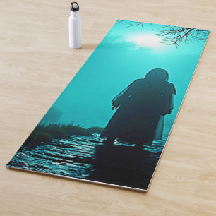 Ghostly Figure in Haunted Woods Design Yoga Mat