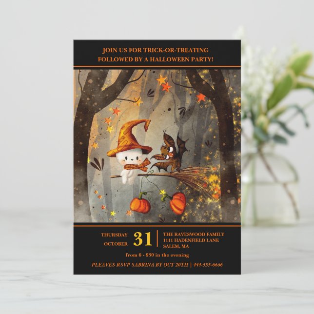 Ghostly Fun Halloween Party Invitation (Standing Front)