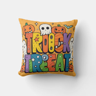 Ghostly Fun Halloween Vibes Vector Art Throw Pillow
