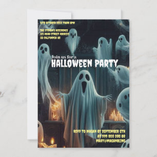 Ghostly Gathering Halloween Spooky Haunted House Invitation