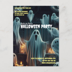 Ghostly Gathering Halloween Spooky Haunted House Postcard