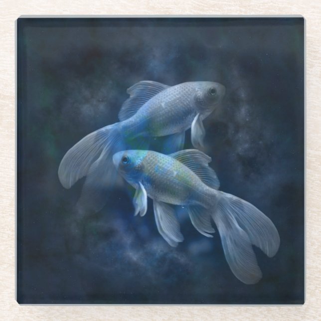 Ghostly Goldfish Glass Coaster (Front)