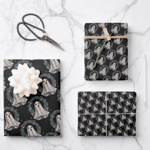 Ghostly Goth holiday gift wrap Paper vintage Goth