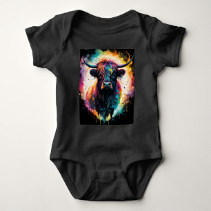 Ghostly Grace: Spectral Holographic Highland Cow, Baby Bodysuit