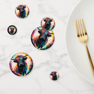 Ghostly Grace: Spectral Holographic Highland Cow, Confetti