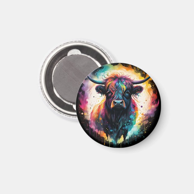 Ghostly Grace: Spectral Holographic Highland Cow, Magnet (Front/Back)