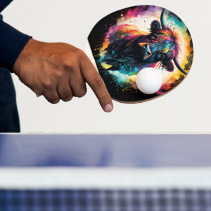 Ghostly Grace: Spectral Holographic Highland Cow, Ping Pong Paddle