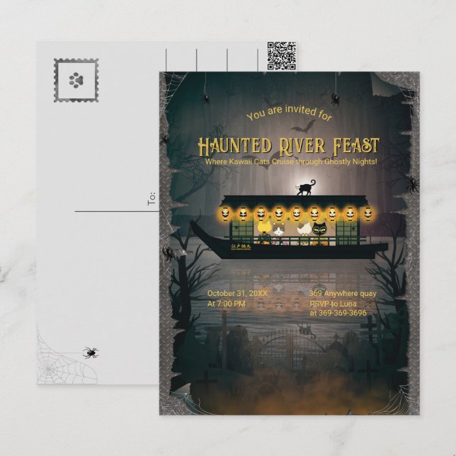 Ghostly Graveyard Cruise Invitation Postcard (Front/Back)