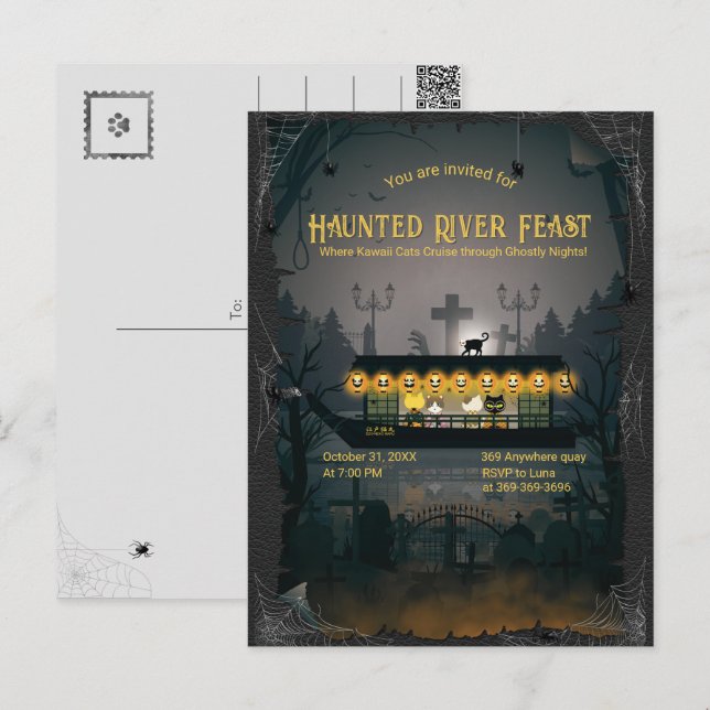 Ghostly Graveyard Cruise Invitation Postcard (Front/Back)