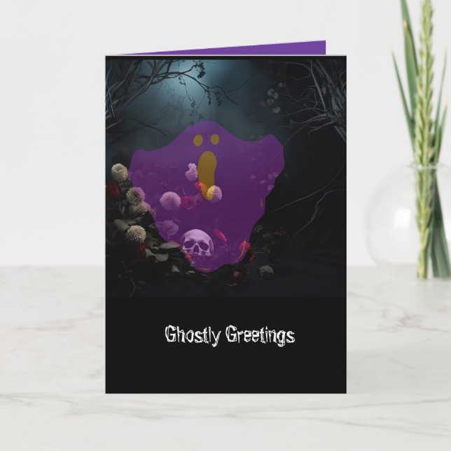 "Ghostly Greetings!" Folded Greeting Card (Front)