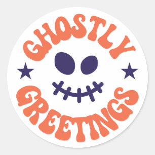 ghostly greetings,halloween classic round sticker