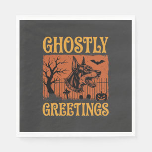 Ghostly Greetings Halloween Doberman Cemetery Desi Napkin