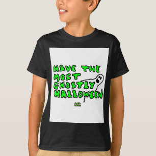 Ghostly Halloween Boys Black Basic T Shirt