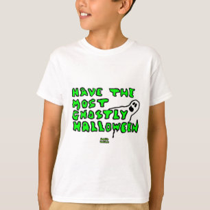 Ghostly Halloween Boys White Basic T Shirt
