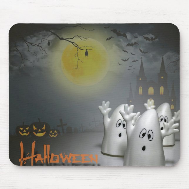 Ghostly Halloween Mouse Pad (Front)