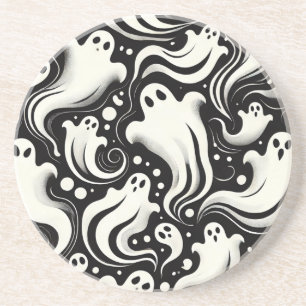 Ghostly Halloween Sandstone Coaster