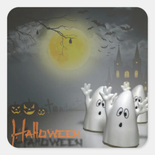 Ghostly Halloween Square Sticker