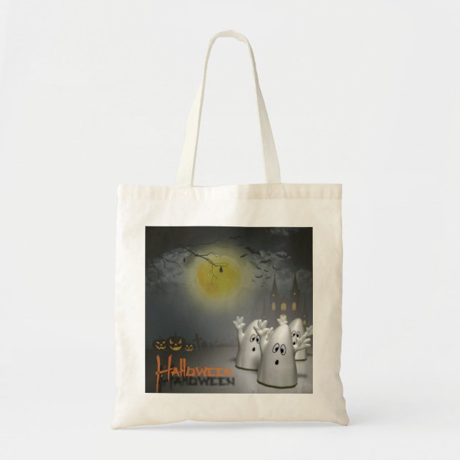 Ghostly Halloween Tote Bag (Front)