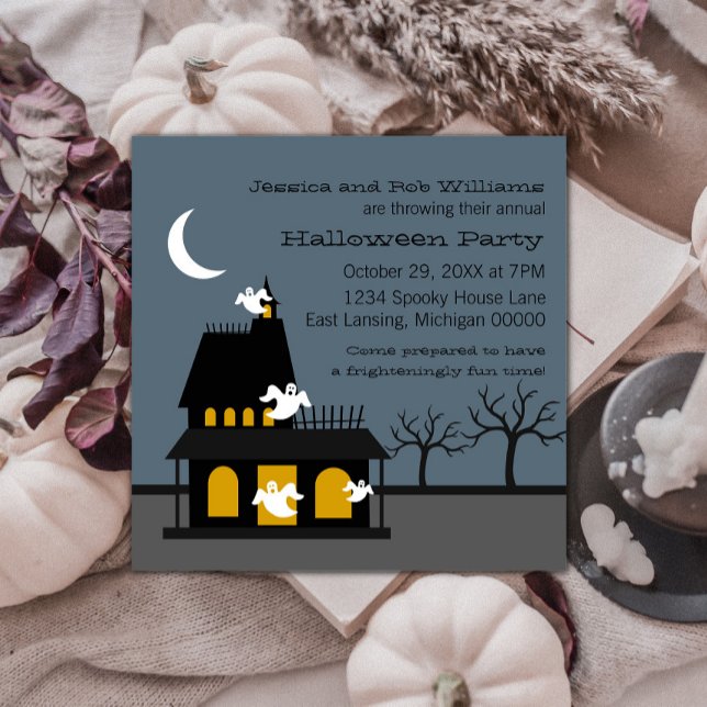Ghostly Haunted Halloween Party Invite (Ghostly Haunted Halloween Party Invite)