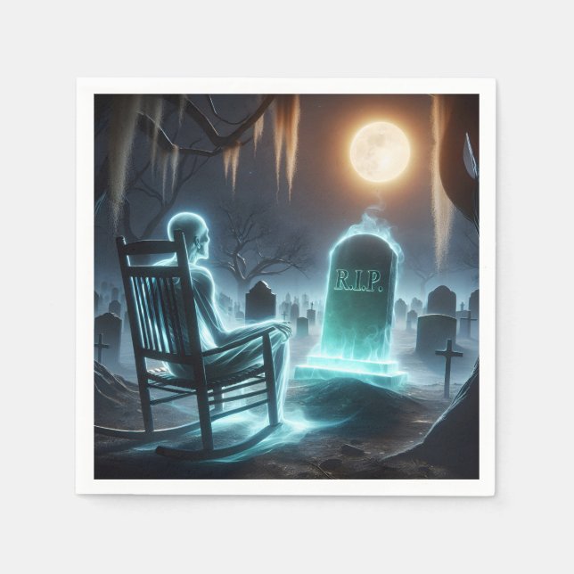 Ghostly Man In Cemetery Napkin (Front)