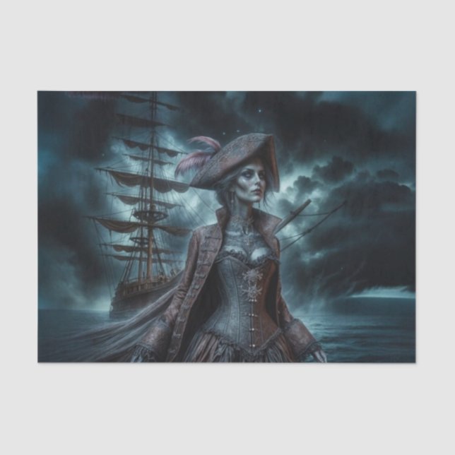 Ghostly Mesmerized Pirate | Haunting High Seas Art Tissue Paper (Front)