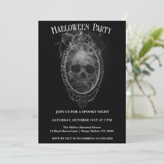 Ghostly Mirror Halloween Party Invitation (Standing Front)