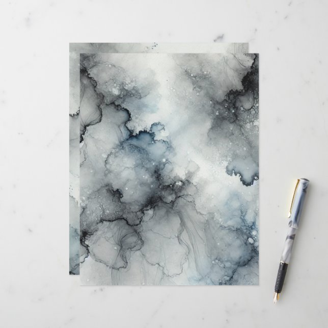 Ghostly Mist Halloween Alcohol Ink Scrapbook (Front/Back In Situ)