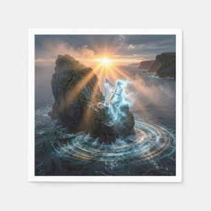 Ghostly Ocean Spirit Playing a Harp  Napkin