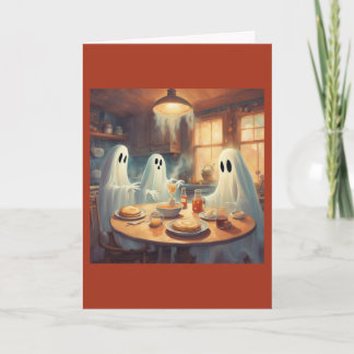 Ghostly Pancake Breakfast Happy Halloween Card