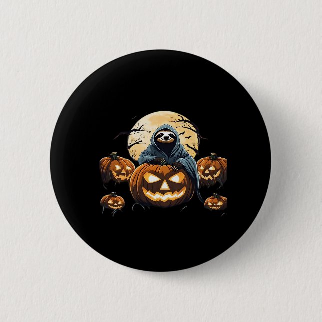 Ghostly Sloth's Midnight Haunt Classic T-Shirt 2 Inch Round Button (Front)