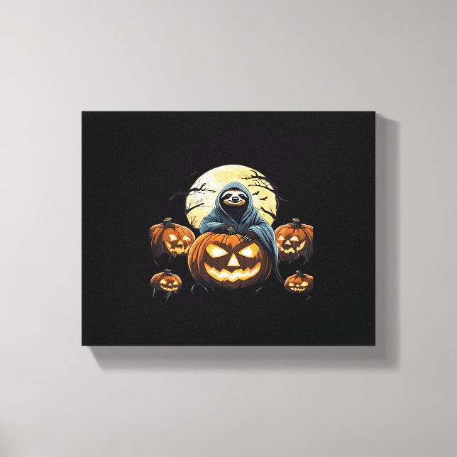 Ghostly Sloth's Midnight Haunt Classic T-Shirt Canvas Print (Front)