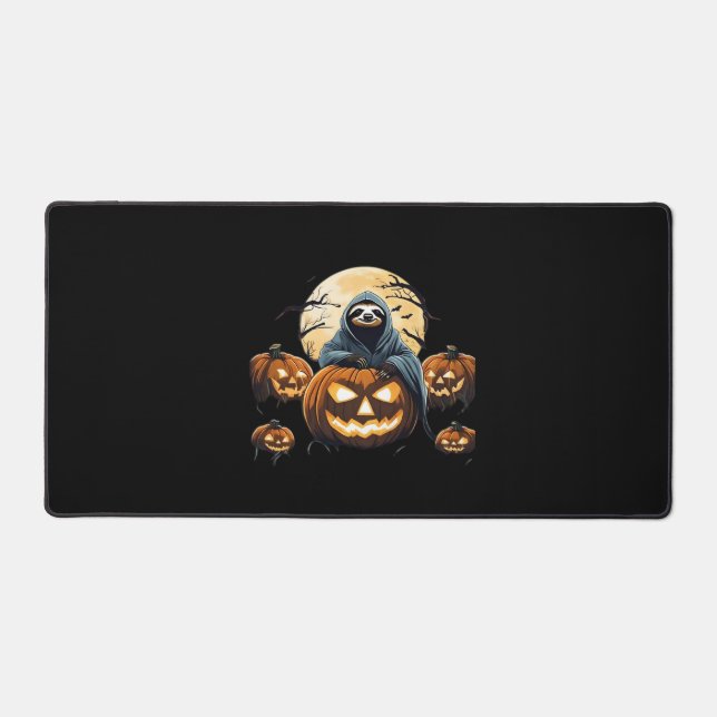 Ghostly Sloth's Midnight Haunt Classic T-Shirt Desk Mat (Front)