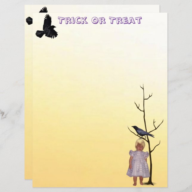Ghostly Talia with Raven Halloween Stationery (Front/Back)