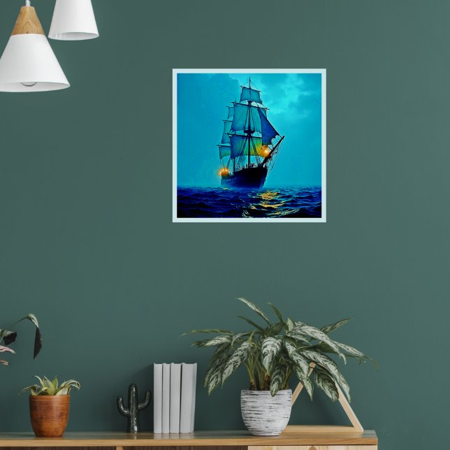 Ghostly Tall Ship Sea Voyage Design Poster (Living Room 1)