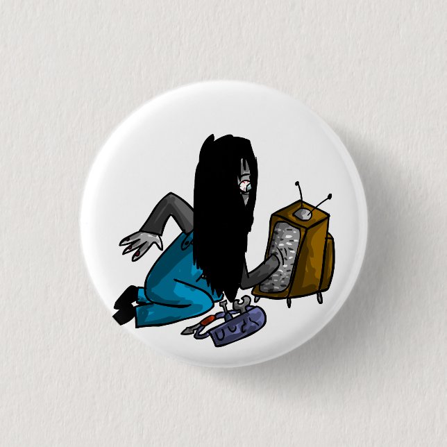 Ghostly Tv Repair-Person 1 Inch Round Button (Front)