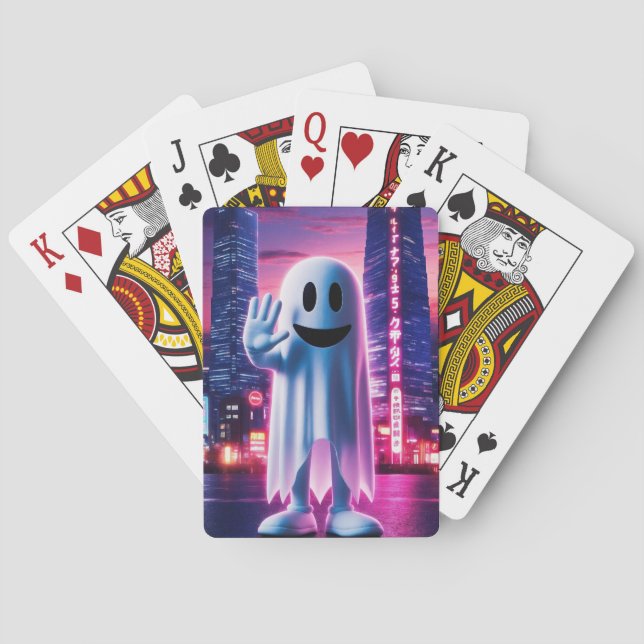 Ghostly Wave & Urban Lights Playing Cards (Back)