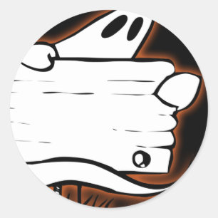 Ghostly Welcome on Black Halloween Classic Round Sticker