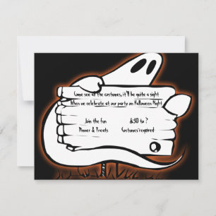 Ghostly Welcome on Black Halloween Invitation