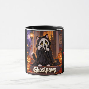 Ghostpaws Custom Name Halloween Cat Mug