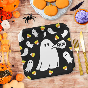 Ghosts and Candy Corn Paper Plate