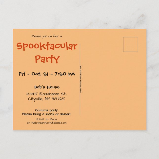 Ghosts and Goblins Halloween Invitation Postcard (Back)
