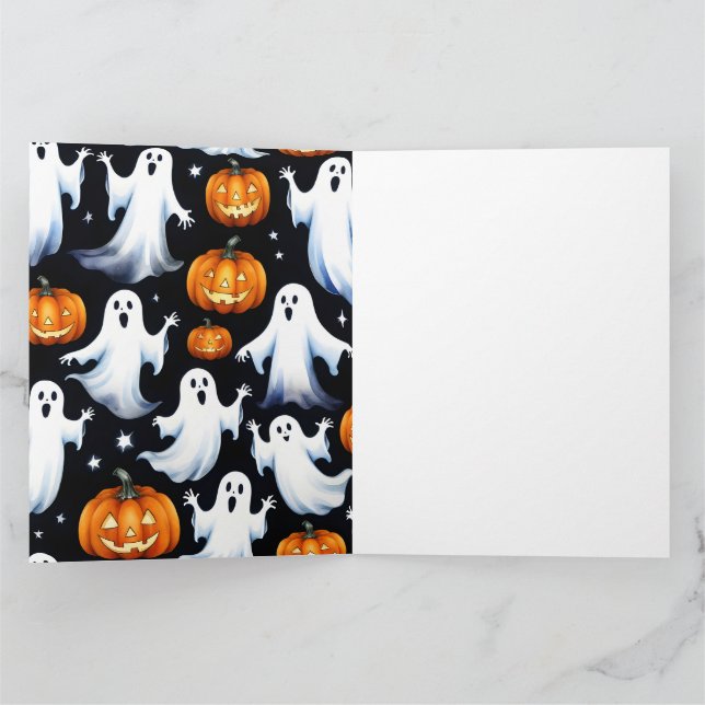Ghosts and Jack-O-Lantern wrapping paper Card (Inside)
