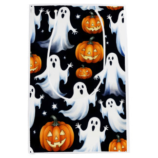Ghosts and Jack-O-Lantern wrapping paper Medium Gift Bag