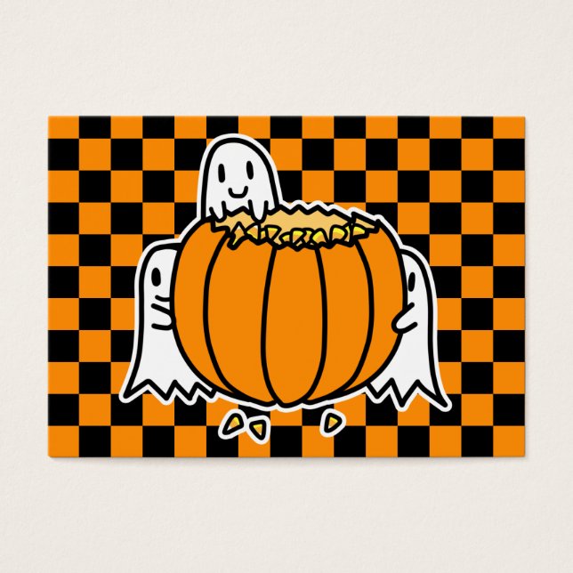 Ghosts and Pumpkin Halloween card (Front)
