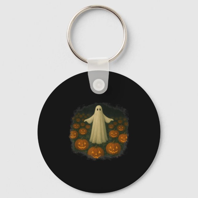 Ghosts And Pumpkins! Halloween!  Keychain (Front)